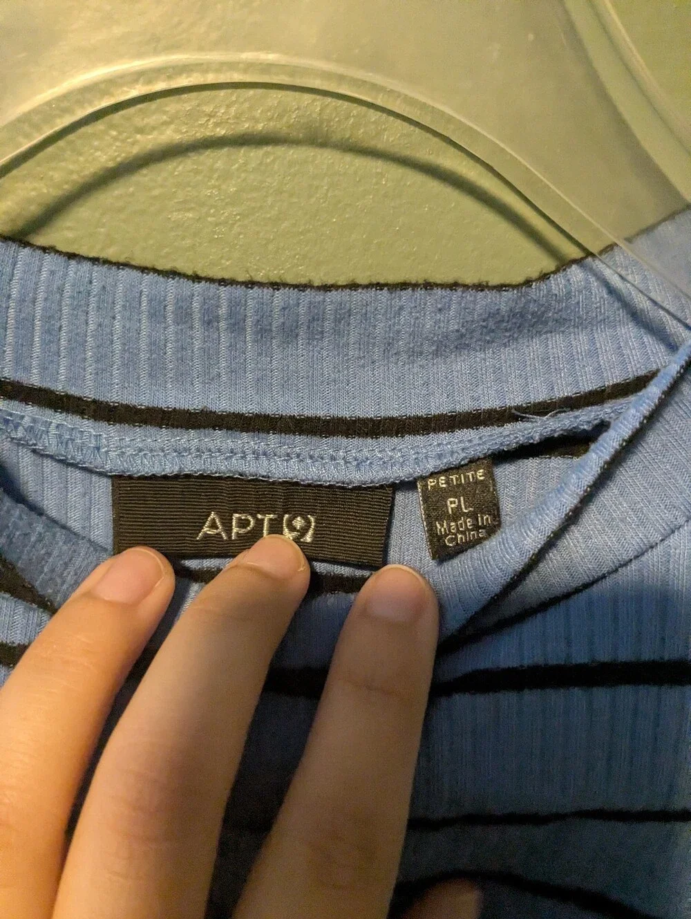 Apt. 9 Light Blue Tank with Black Stripes